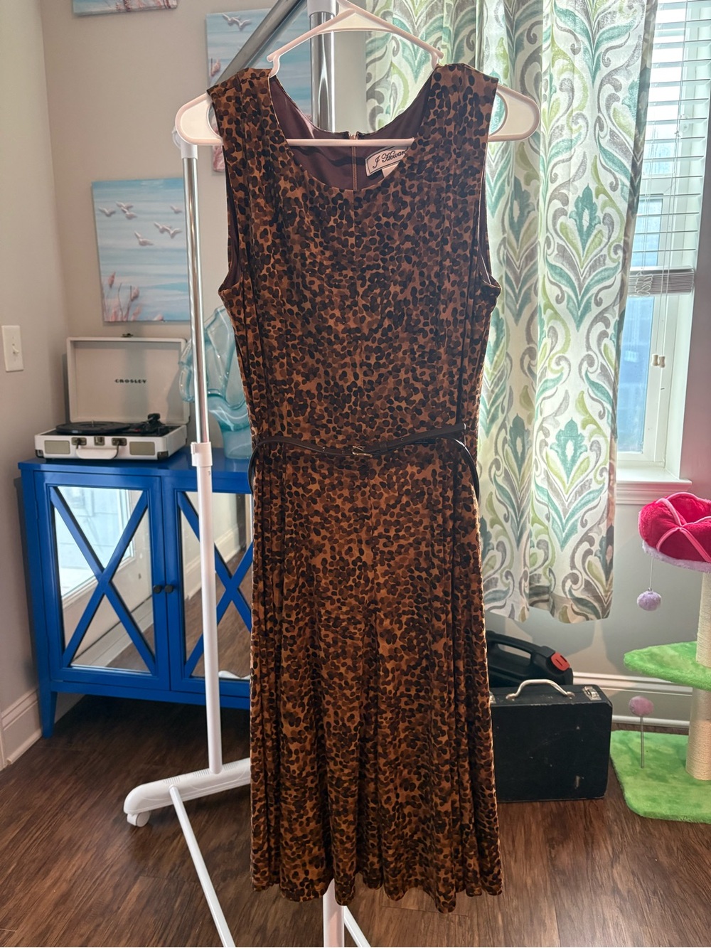 Leopard Print Brown Fit-and-Flare Dress